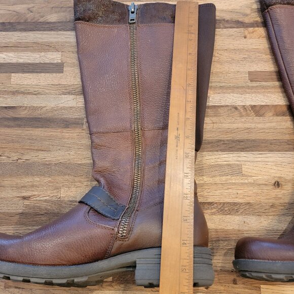 Earth Origins by Earth Portia Wide Shaft Dark Brown Distressed Leather High Boot - Picture 6 of 15